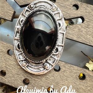 Alquimia Silver and Black onyx oversized adjustable ring